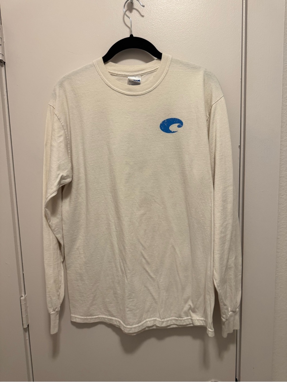 Costa Adult Medium Long Sleeve T-Shirt White Blue Marlin Graphic Logo Tee